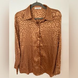 12th the tribe satin leopard print top. Size M